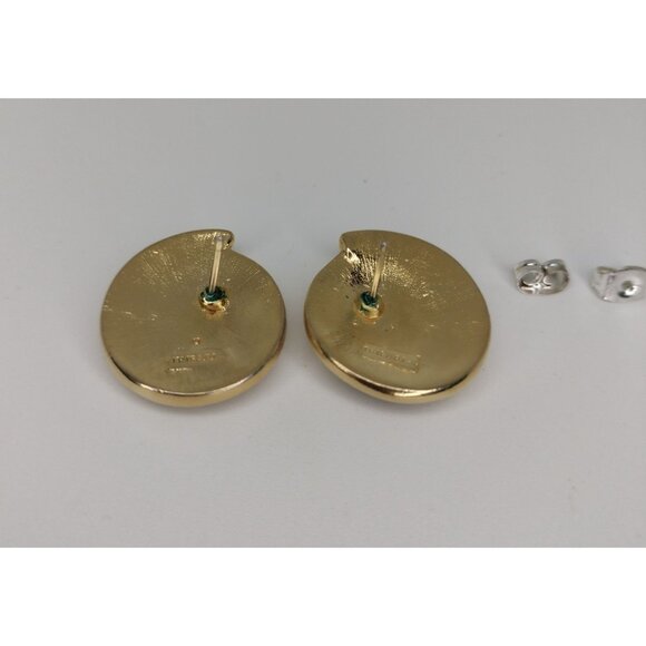 Vintage Trifari Gold Tone Lucite Blue Iridescent Earring Retro Statement Jewelry - Picture 12 of 16